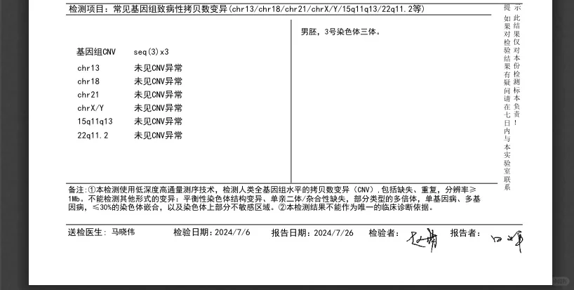胚染三倍体复查和北医三院生殖科建档
